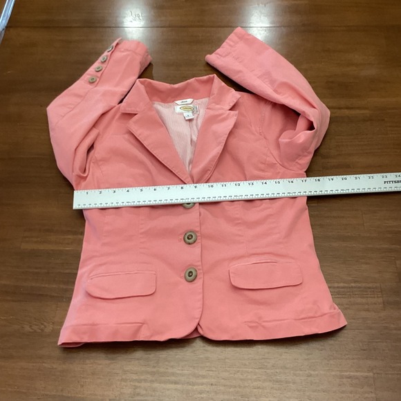 Talbots Womens Coral Pink Cotton Stretch 3-Button Blazer Jacket Size 6 flaw pic - Picture 3 of 9